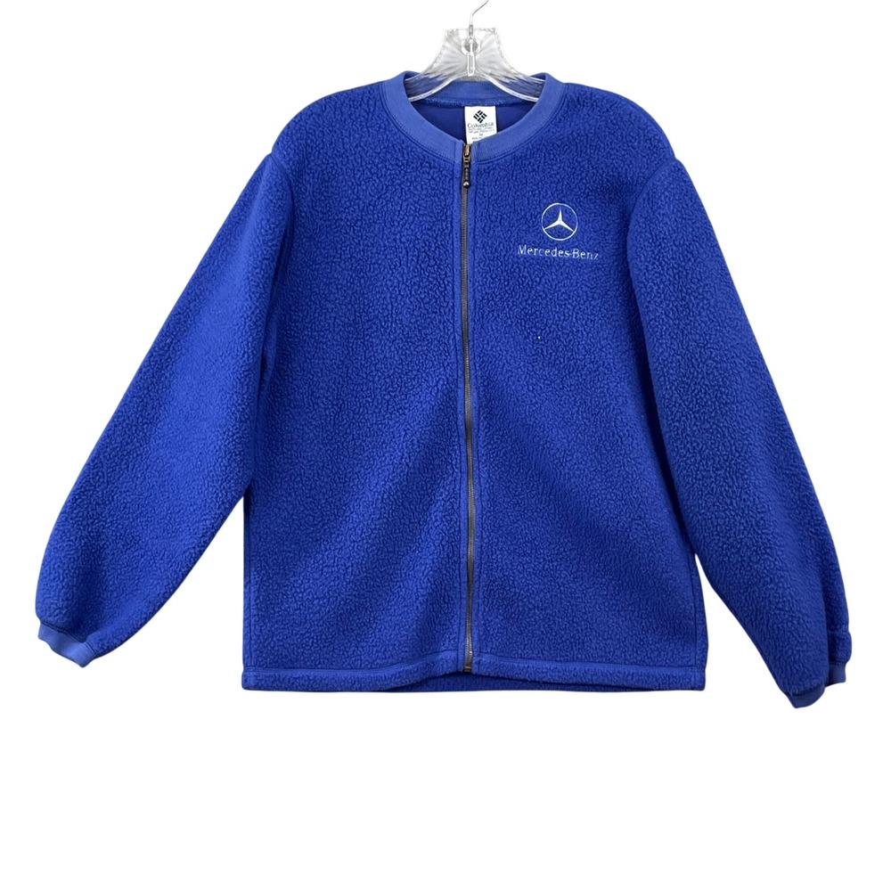 Columbia Fleece Jacket Men Medium Blue Mercedes-Benz Full Zip Vintage Sportswear